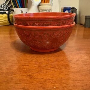 Vintage Plastic Bowls From India Highly Decorated